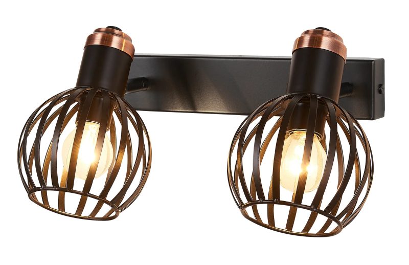 Fantasia Janeiro wall light with 2 E14 sockets, black/bronze
