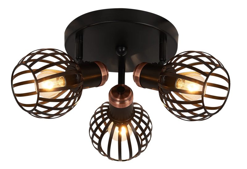 Fantasia Plafonnier Janeiro 3x E14 noir/bronze acier Ø390 mm