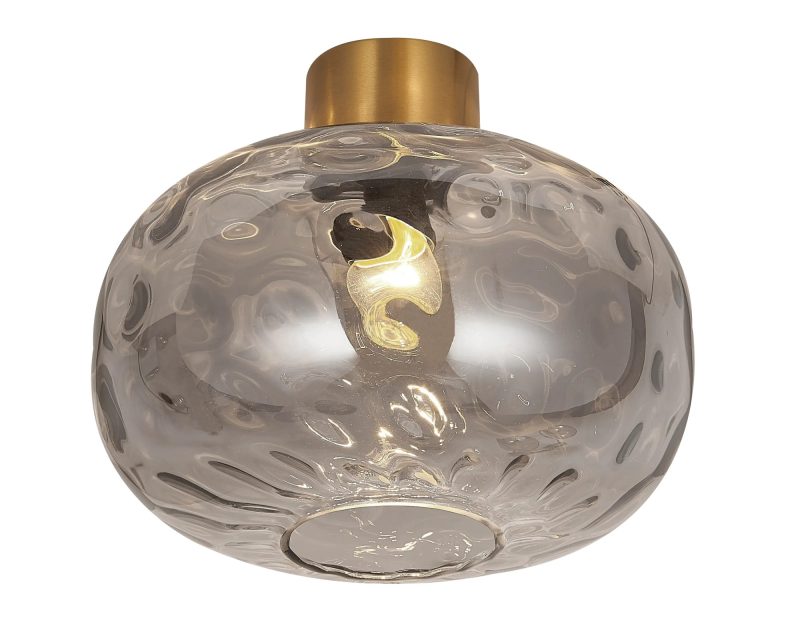 Fantasia Astrid plafoniera E27 oro con vetro grigio cenere