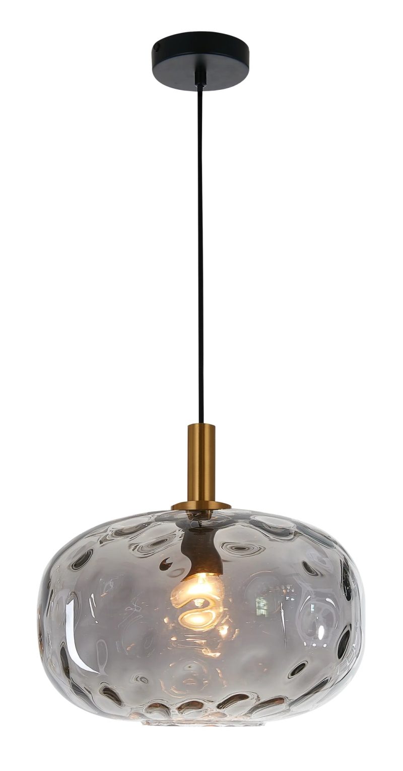 Fantasia Okiru Maxi Pendelleuchte E27 gold mit aschgrauem Glas Ø300mm
