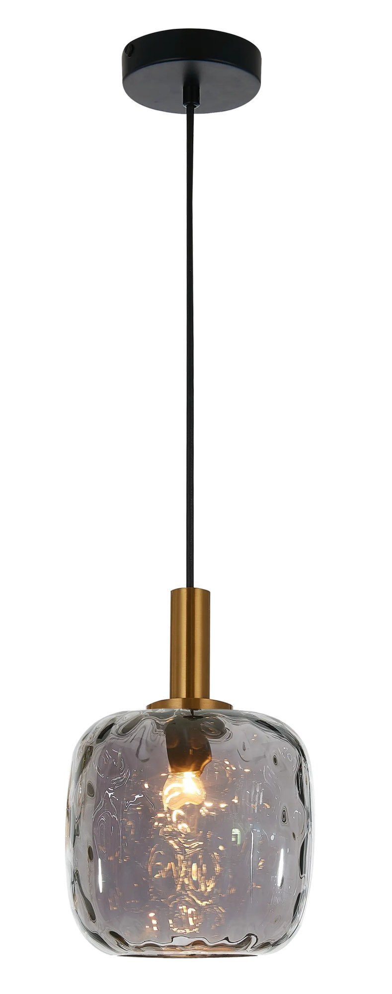 Fantasia Okiru kleine Pendelleuchte E27 schwarz, aschgraues Glas