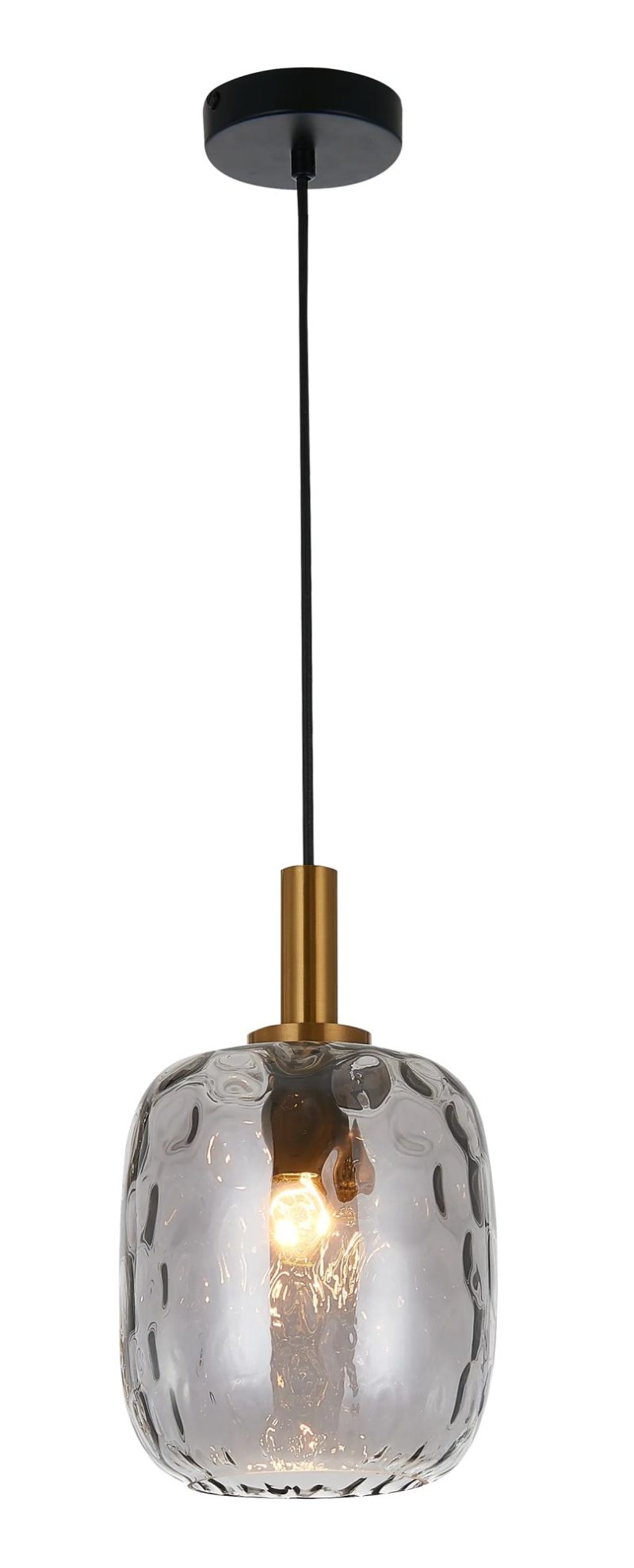 Fantasia Okiru Pendelleuchte E27 schwarz, aschgraues Glas Ø180mm