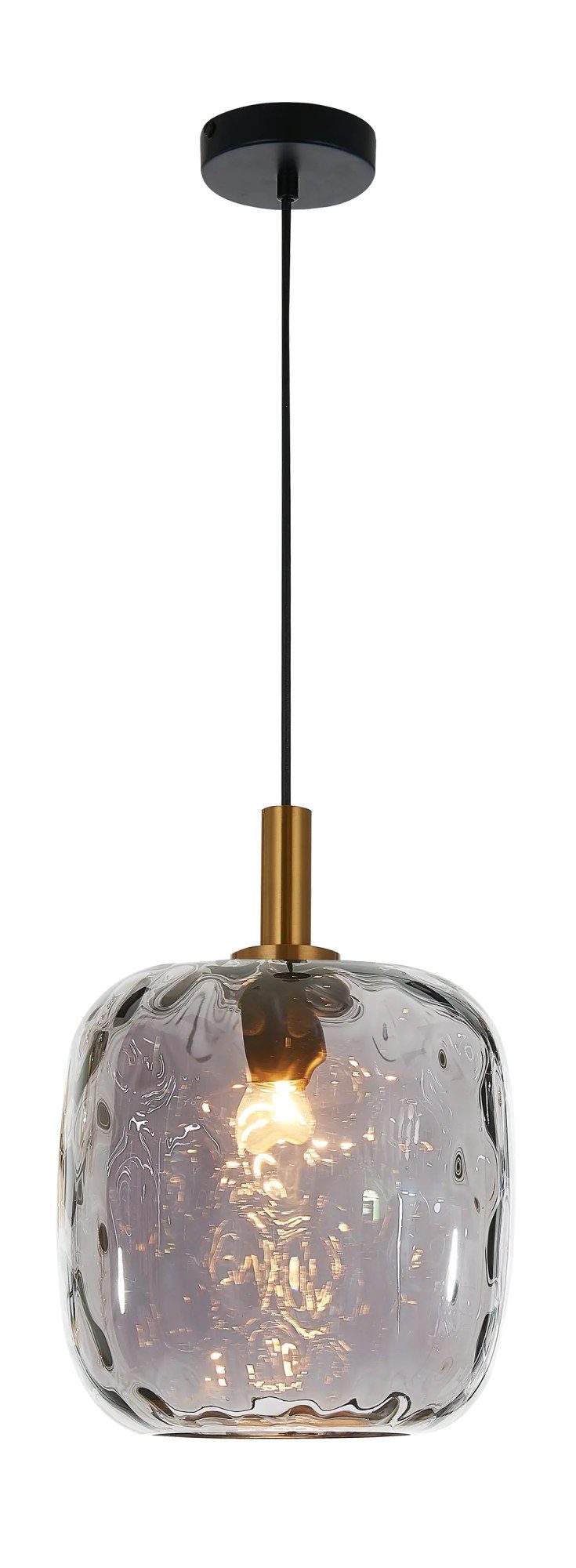 Fantasia Okiru Pendelleuchte E27 schwarz, aschgraues Glas Ø250mm