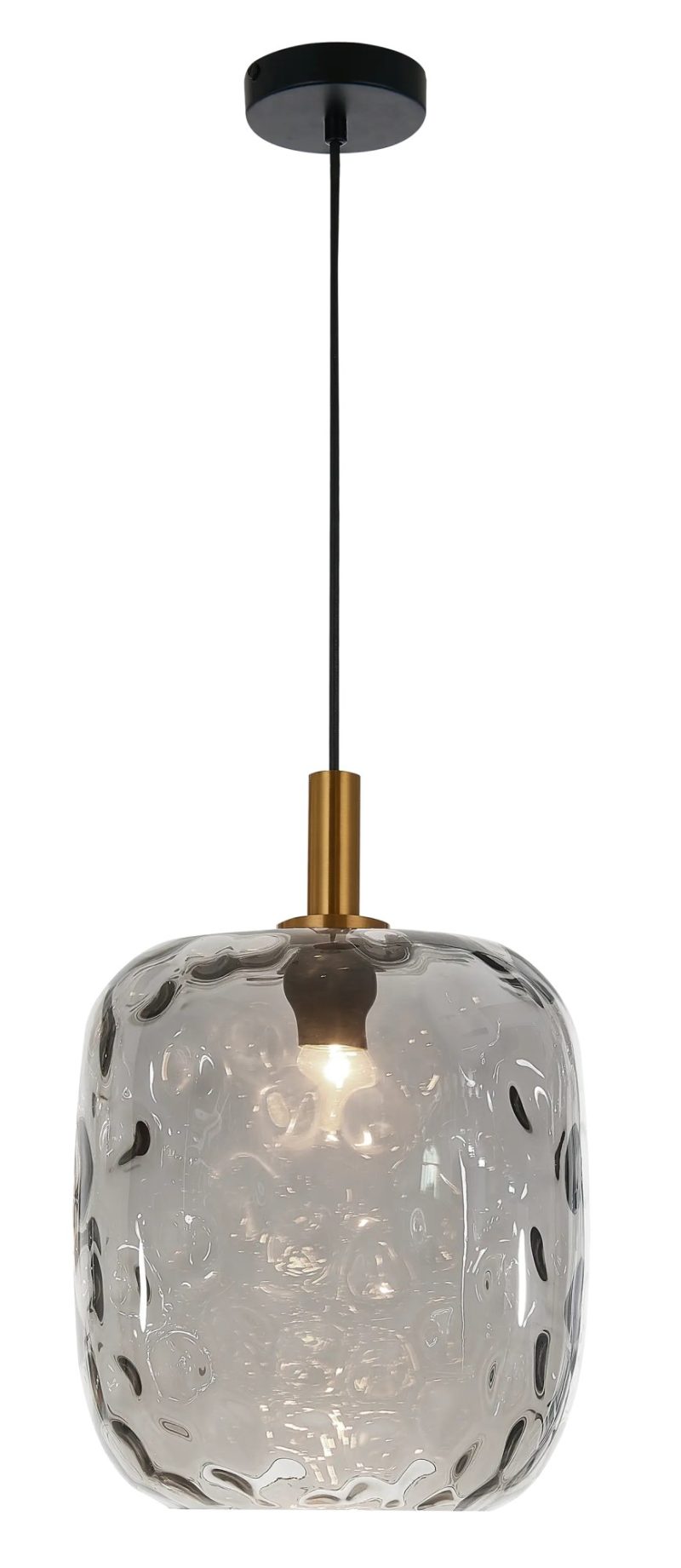 Fantasia Okiru Pendelleuchte E27 schwarz, aschgraues Glas Ø275mm