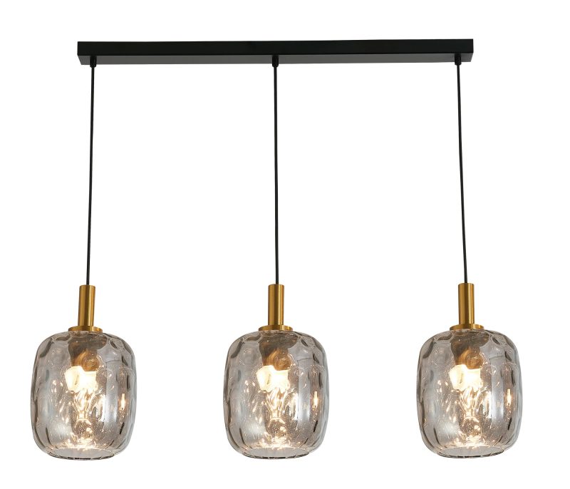 Fantasia Astrid Pendelleuchte Beam 3x E27 schwarz, aschgraues Glas Ø180mm