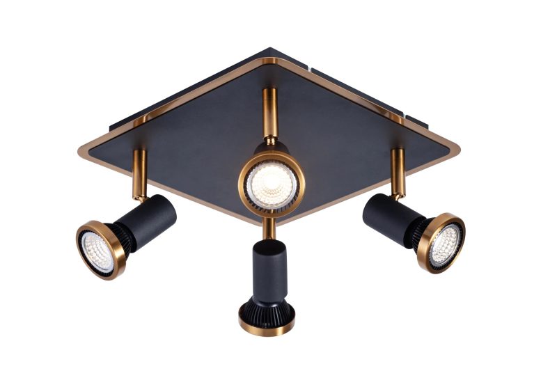 Fantasia Xzibit square ceiling spotlight 4L GU10 LED dimmable black/bronze