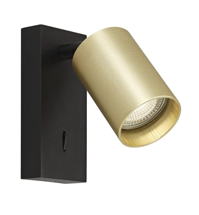 Fantasia Applique Tabor GU10 nero e oro spazzolato con interruttore
