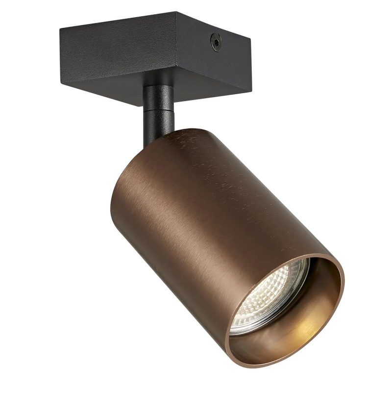 Fantasia Tabora plafondspot GU10 kantelbaar, zwart en geborsteld brons