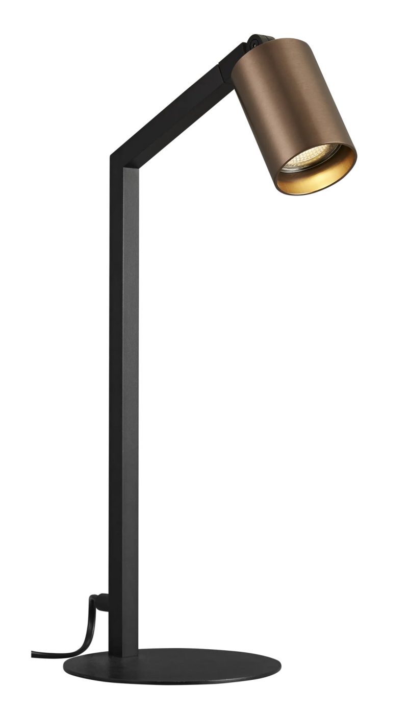 Fantasia Tabora tafellamp aluminium zwart en geborsteld brons, GU10