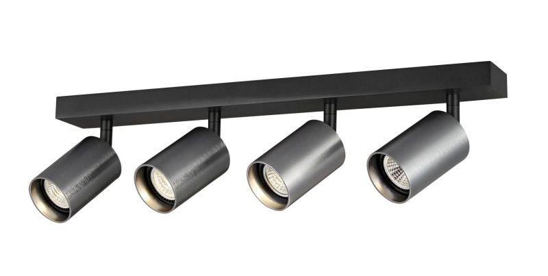 Fantasia Tabore faretto soffitto 4 luci, nero/acciaio