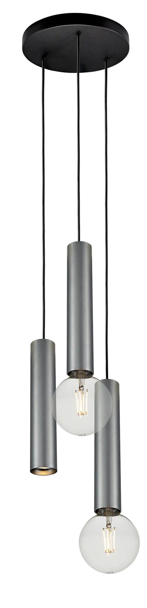 Fantasia Lampada a sospensione Taboo 3 luci nero/acciaio spazzolato, Ø260 mm
