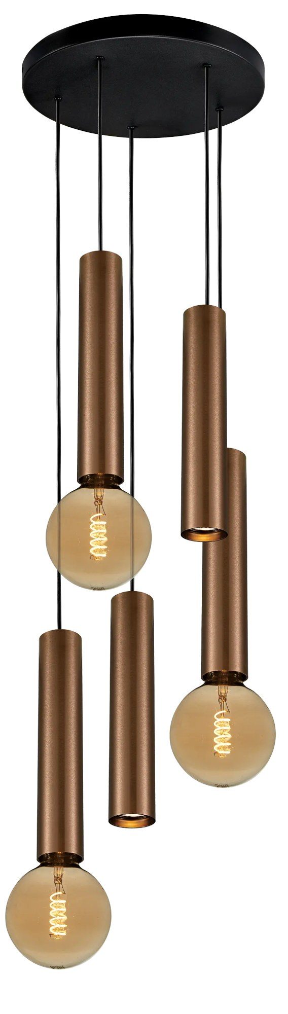 Fantasia Taboo lampada a sospensione 5 luci nero e bronzo spazzolato