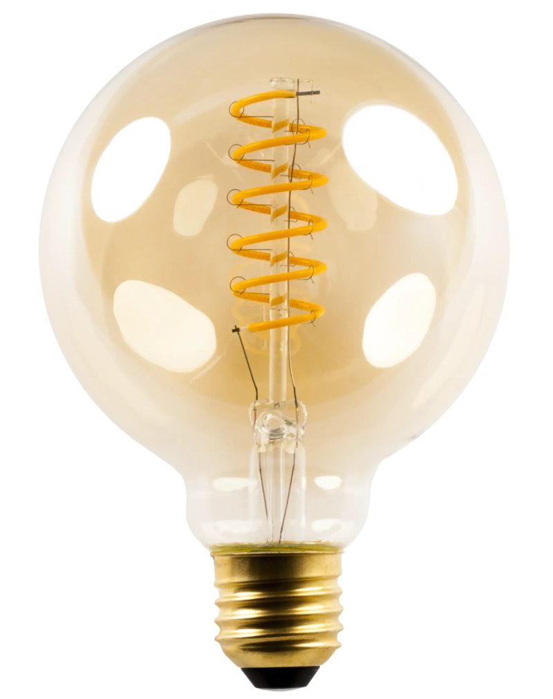 Fantasia E27 LED Globelampe G95 Bernstein Spirale 5W 2200K dimmbar