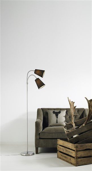 Lelio floor lamp with reading light black fabric 2x E14 155cm