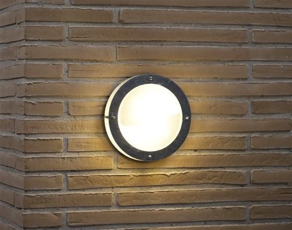 Malte wandlamp buiten kajuitmodel rond grijs E27 IP54 Ø240mm