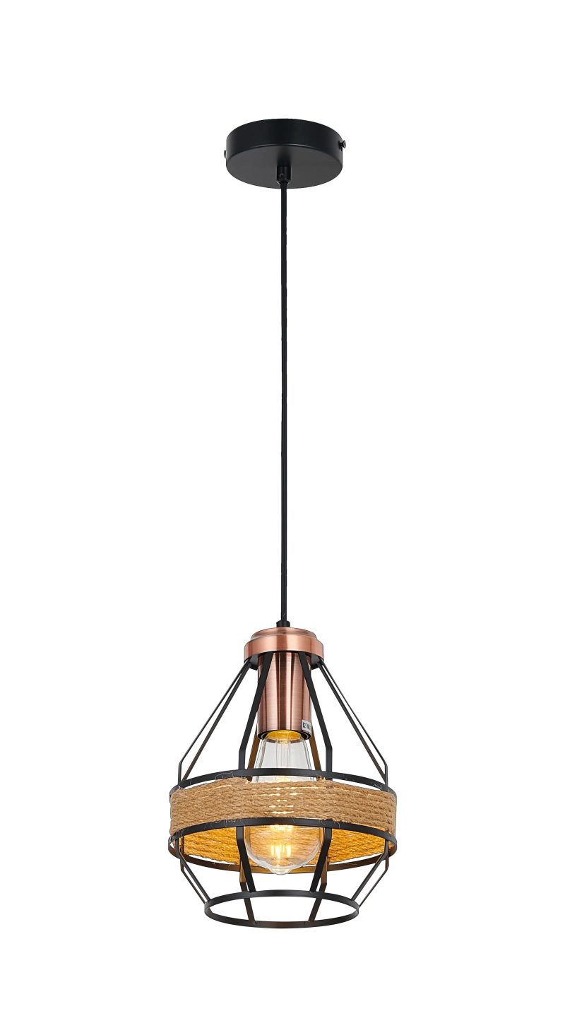 Fantasia JOTI Pendelleuchte E27 Ø18cm schwarz/kupfer