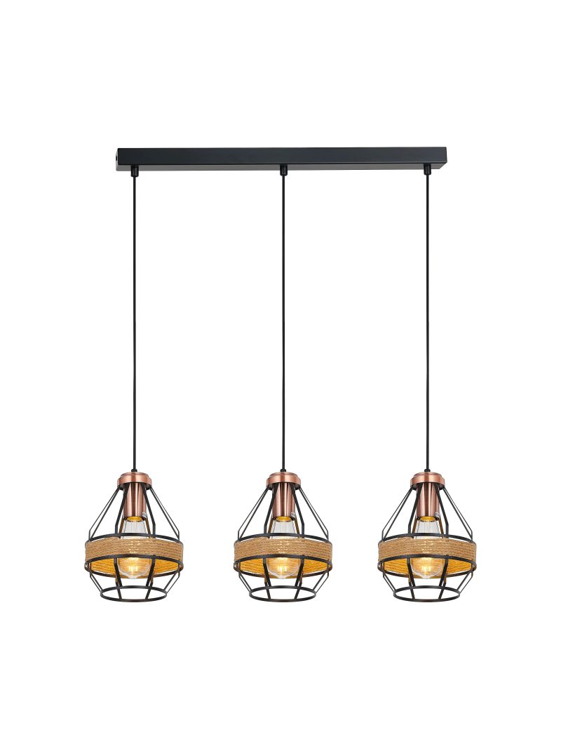 Fantasia JOTI Pendelleuchte 3x E27 schwarz/kupfer