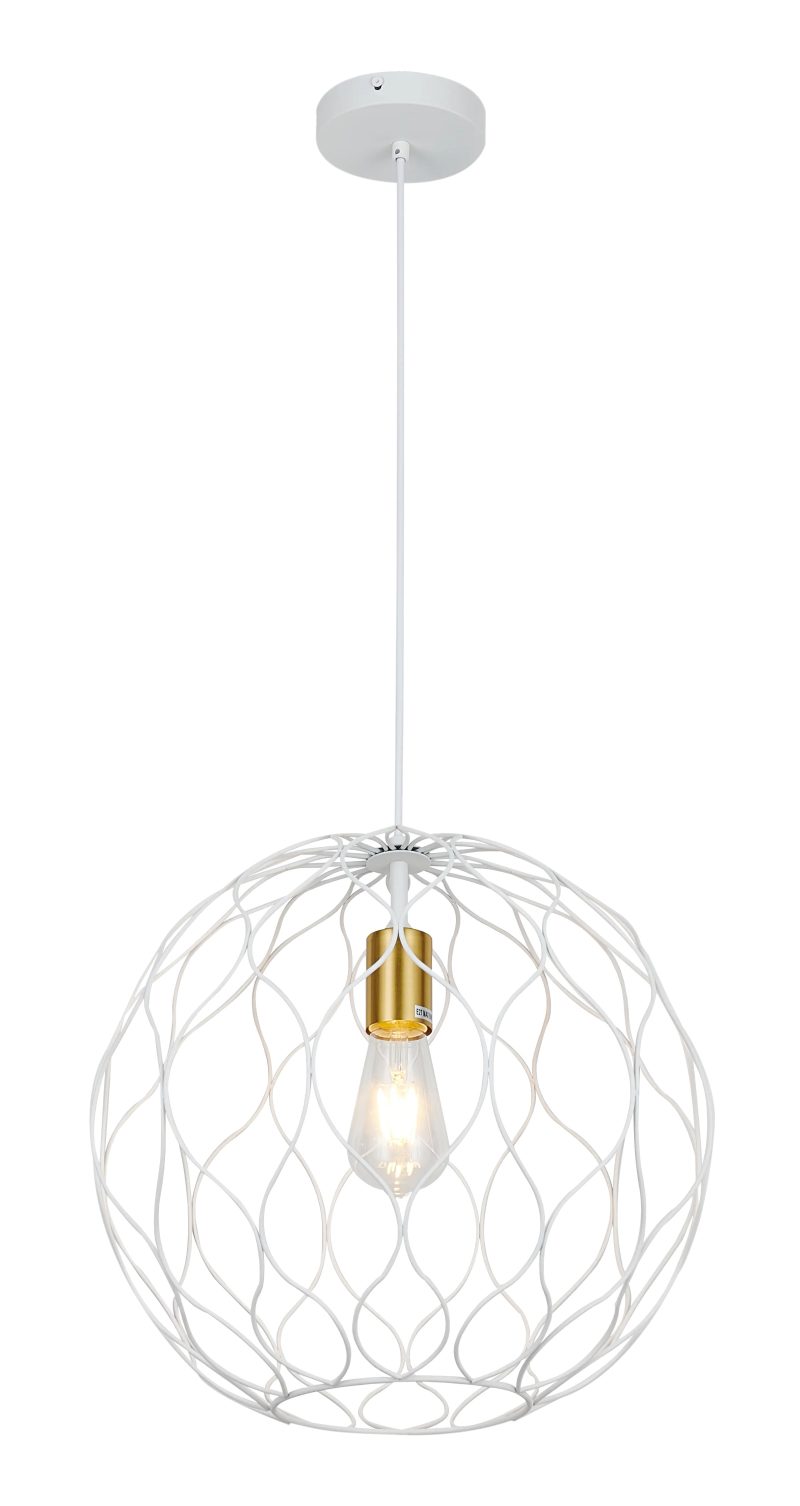 Fantasia ONDA Pendelleuchte 1x E27 weiß-gebürstetes Gold, Ø39 cm