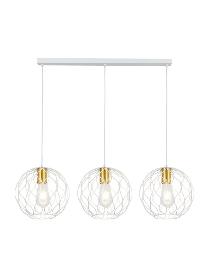 Fantasia ONDA hanglamp 3x E27 wit en geborsteld goud
