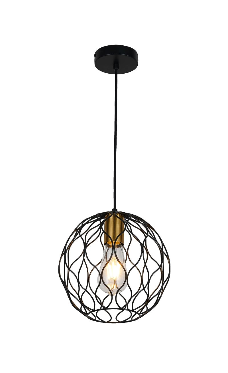 Fantasia ONDA Pendelleuchte 1x E27 schwarz-gebürstetes Gold, Ø23 cm