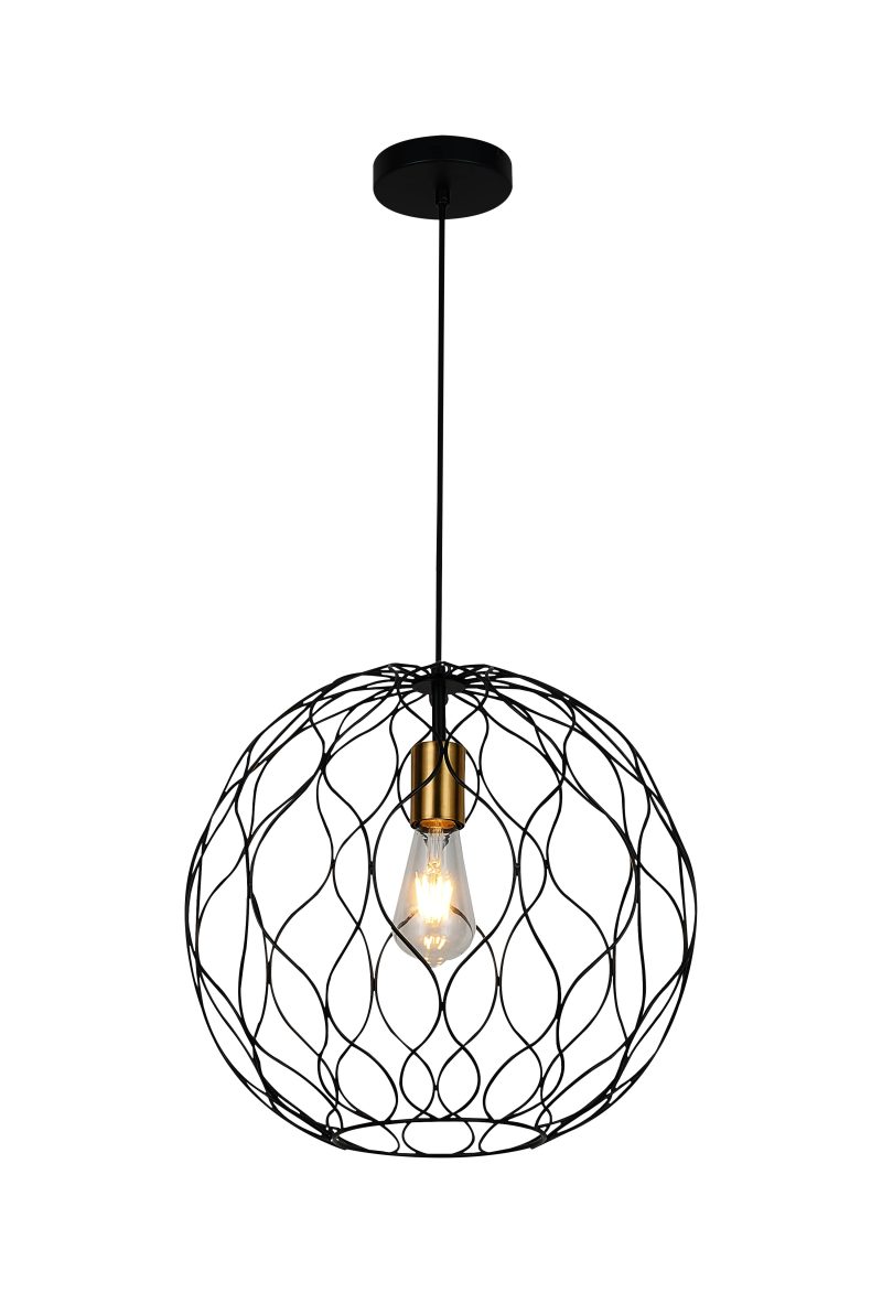 Fantasia ONDA Pendelleuchte 1x E27 schwarz-gebürstetes Gold, Ø39 cm