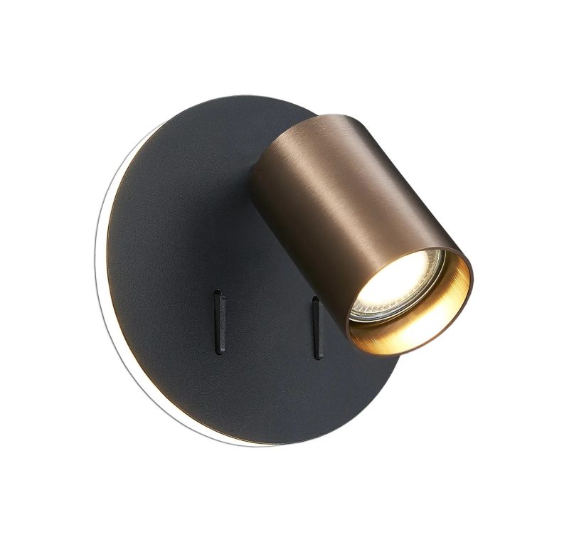 Fantasia Dusk aplique de pared negro y bronce, GU10+LED