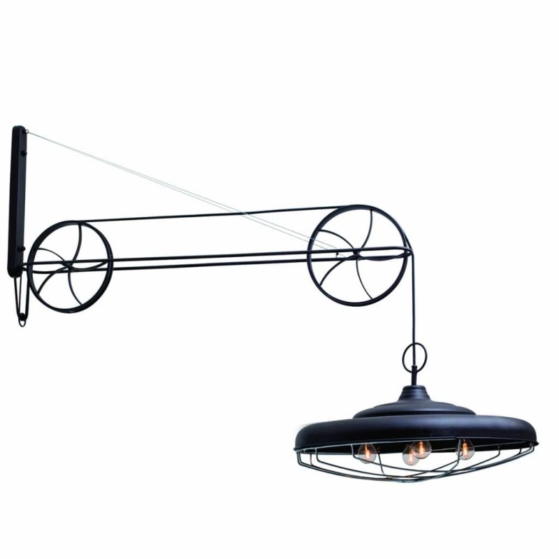 Homelighting Lionel wandlamp industrieel katrollen roestbruin E27 56cm