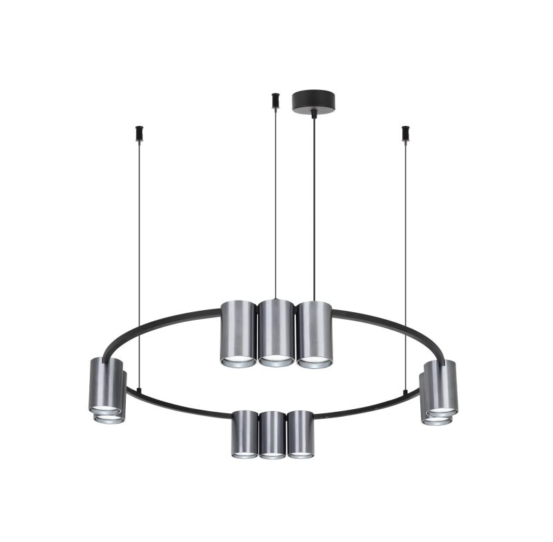 Fantasia ISE hanglamp 10x GU10 excl. Ø600mm geborsteld staal/zwart