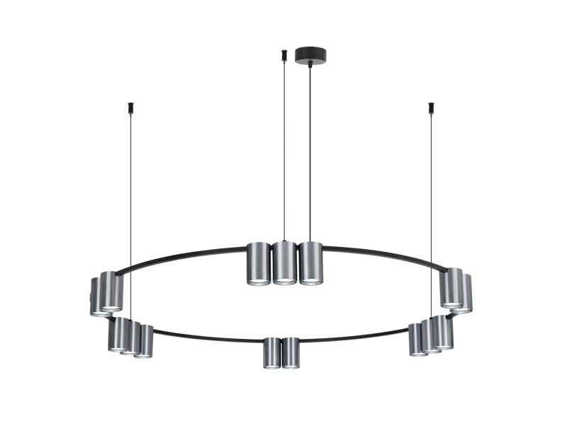Fantasia ISE Pendelleuchte 15x GU10 Ø100cm Schwarz/Stahl gebürstet
