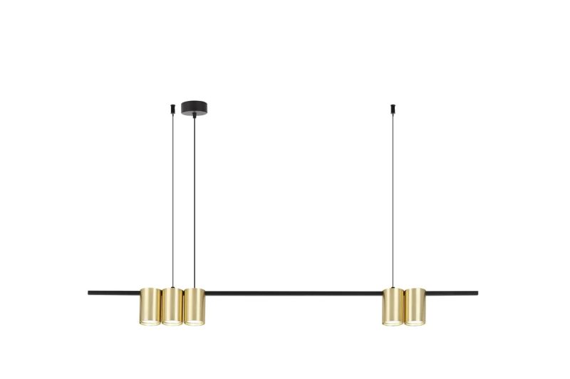 Fantasia ISE hanglamp 5-lichts geborsteld goud zwart