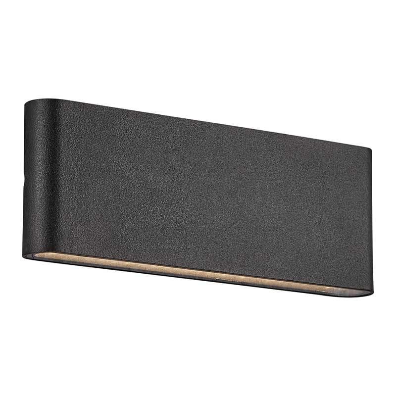 Nordlux Schwarze breite Metall-Außenwandleuchte IP65 ultraflach 900 Lumen