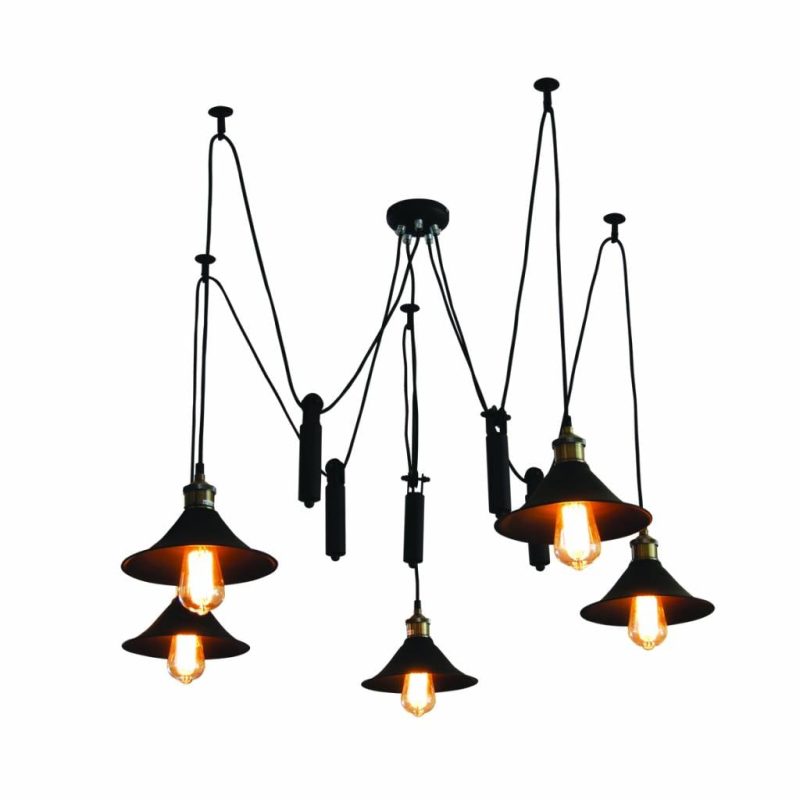 Homelighting Industrielle Pendelleuchte schwarz bronze 5-flammig E27