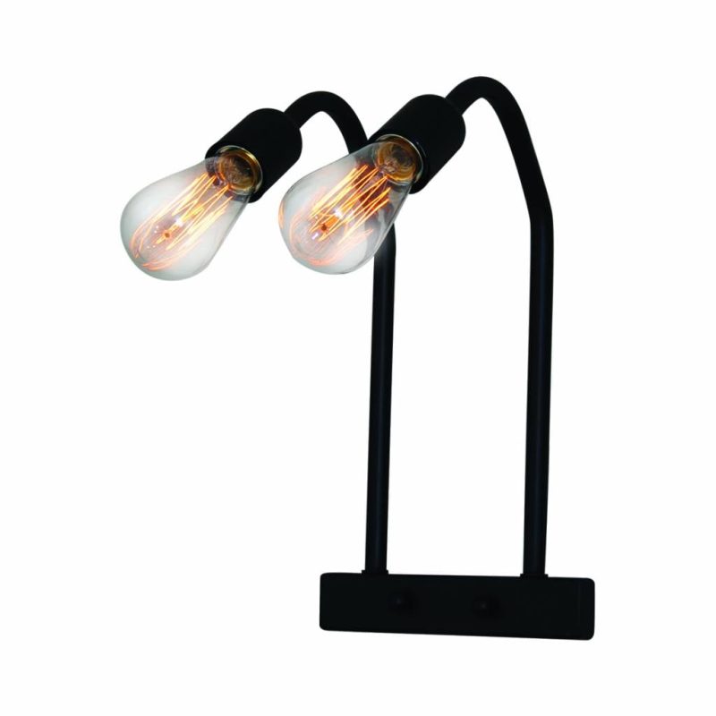 Homelighting Hydra applique murale arquée industrielle noire 400mm E27x2