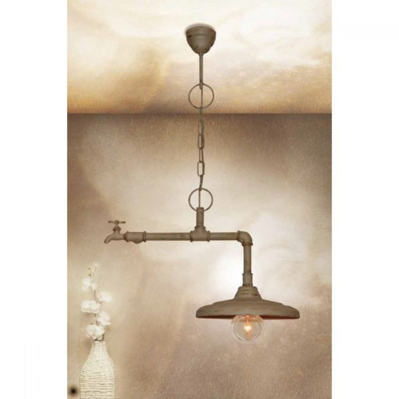 Homelighting Industrielle Pendelleuchte rostbraun/beige mit Wasserhahn-Detail, E27