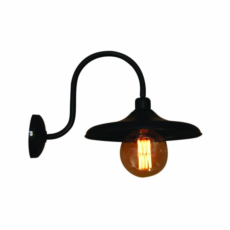 Homelighting Adela industrielle Vintage-Wandleuchte schwarz mit Bogenarm