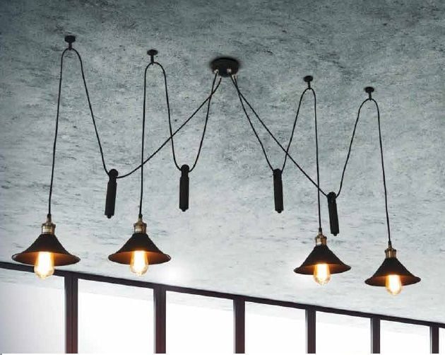 Homelighting Balance Move Pendelleuchte schwarz kupfer industriell 4-flammig E27