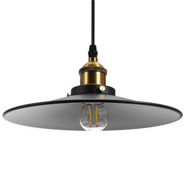 Suspension industrielle vintage 260 mm noir mat doré E27