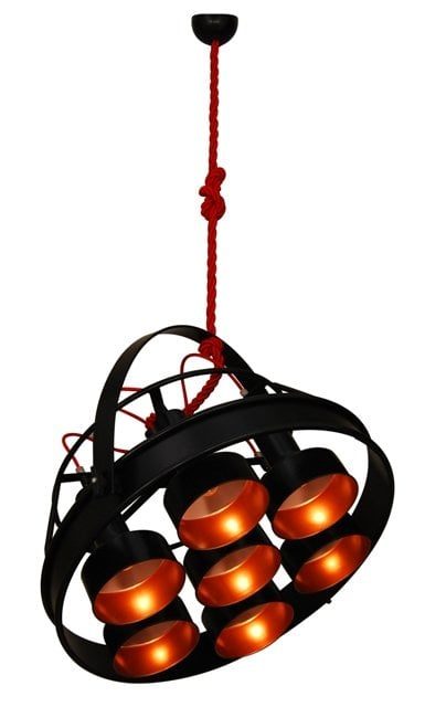 Homelighting Hector pendant light black copper industrial Ø70cm E27x7