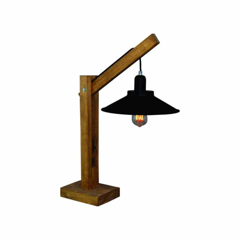 Homelighting Michio lámpara de mesa industrial madera negro 310mm E27