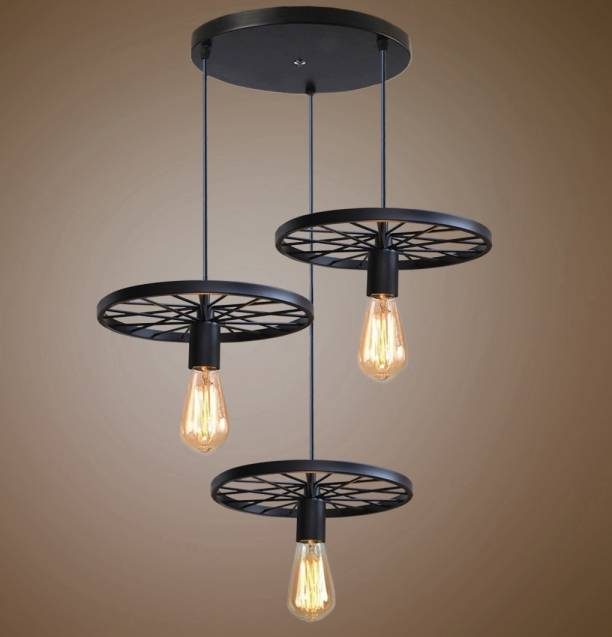Suspension industrielle 3 roues E27x3 noir ou rouille