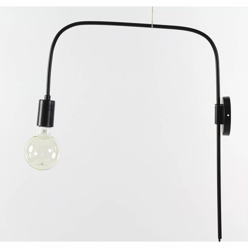 Ilena wall light black metal rod 56 cm height E27 socket