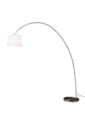 Linea Verdace Bogenstehleuchte Stoffschirm weiß satiniertes Nickel 215 cm