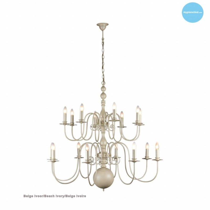 Linea Verdace Brugge Pendelleuchte Kronleuchter Metall Ø115 cm E14x16 helles Elfenbein
