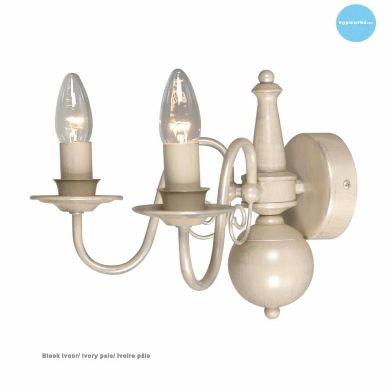 Linea Verdace Applique da parete Brugge candelabro avorio pallido E14x2