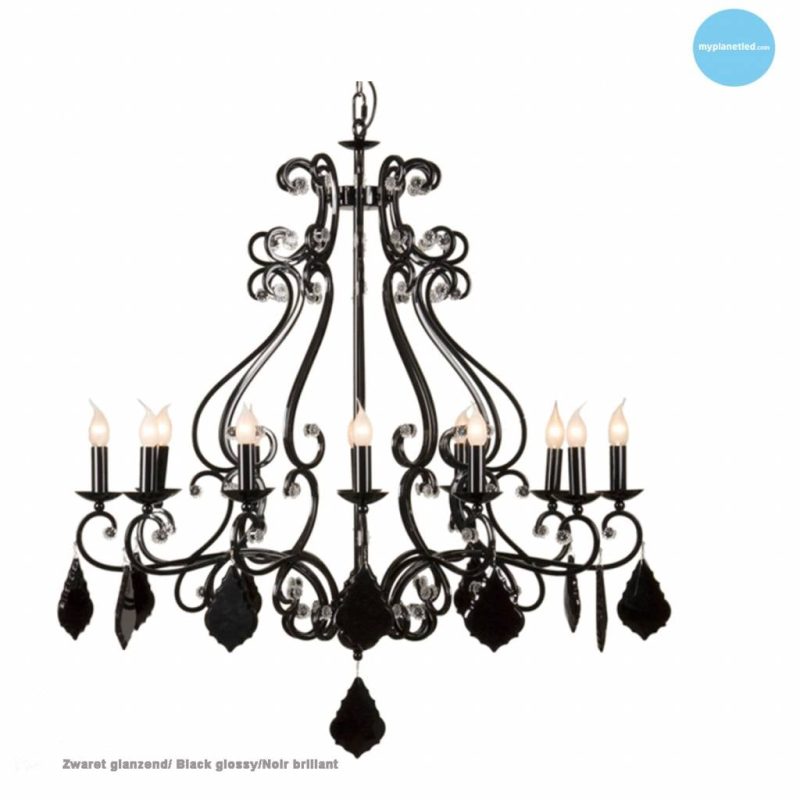 Linea Verdace Barozzi kroonluchter hanglamp E14x12 zwart glanzend 105cm