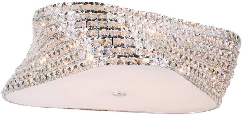 Linea Verdace Trium crystal ceiling light chrome Ø43cm, 3x G9 fittings