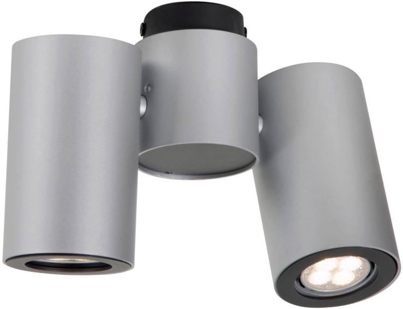 Linea Verdace Barro plafón orientable GU10x2 metal gris/plata