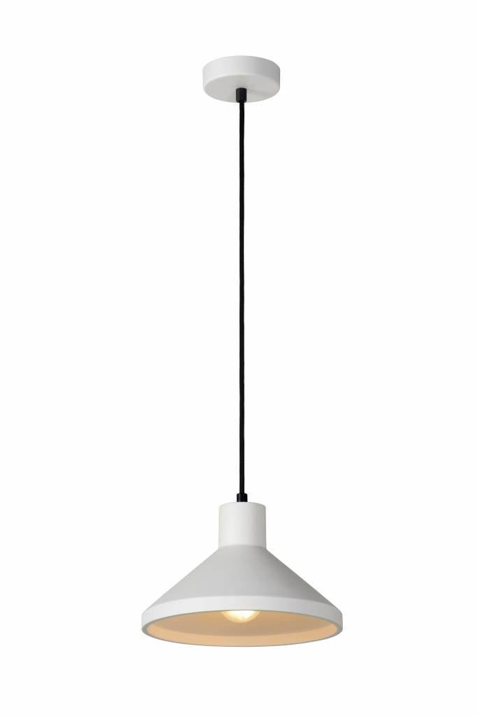 Pendelleuchte Gips konisch weiß E27 25cm Durchmesser