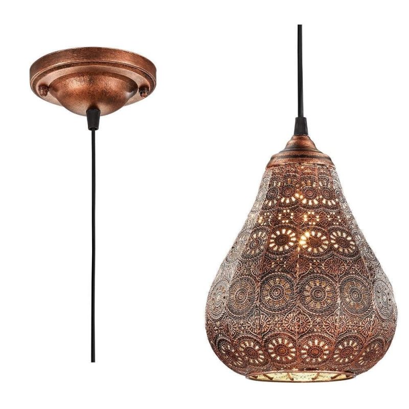 Trio Lighting Jasmin lampada a sospensione stile marocchino E14 grigio antico Ø19cm