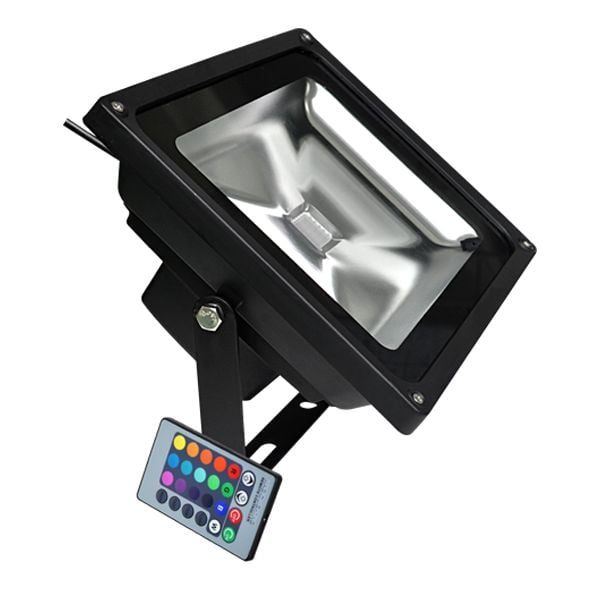 Projecteur LED RVB 50W IP65 noir avec télécommande